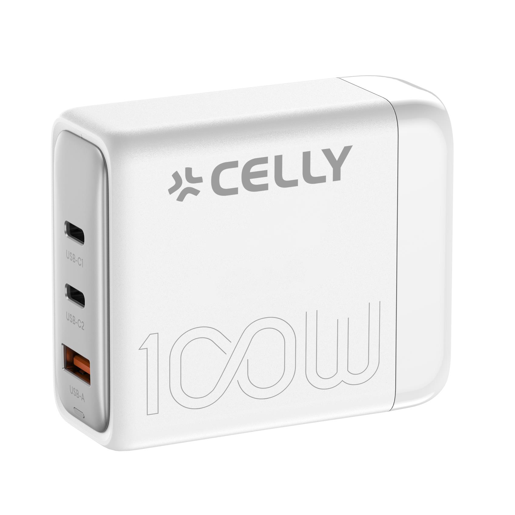 Image of CELLY POWERSTATION 2USB-C+USB-A 100W GAN PS3GAN100WWH