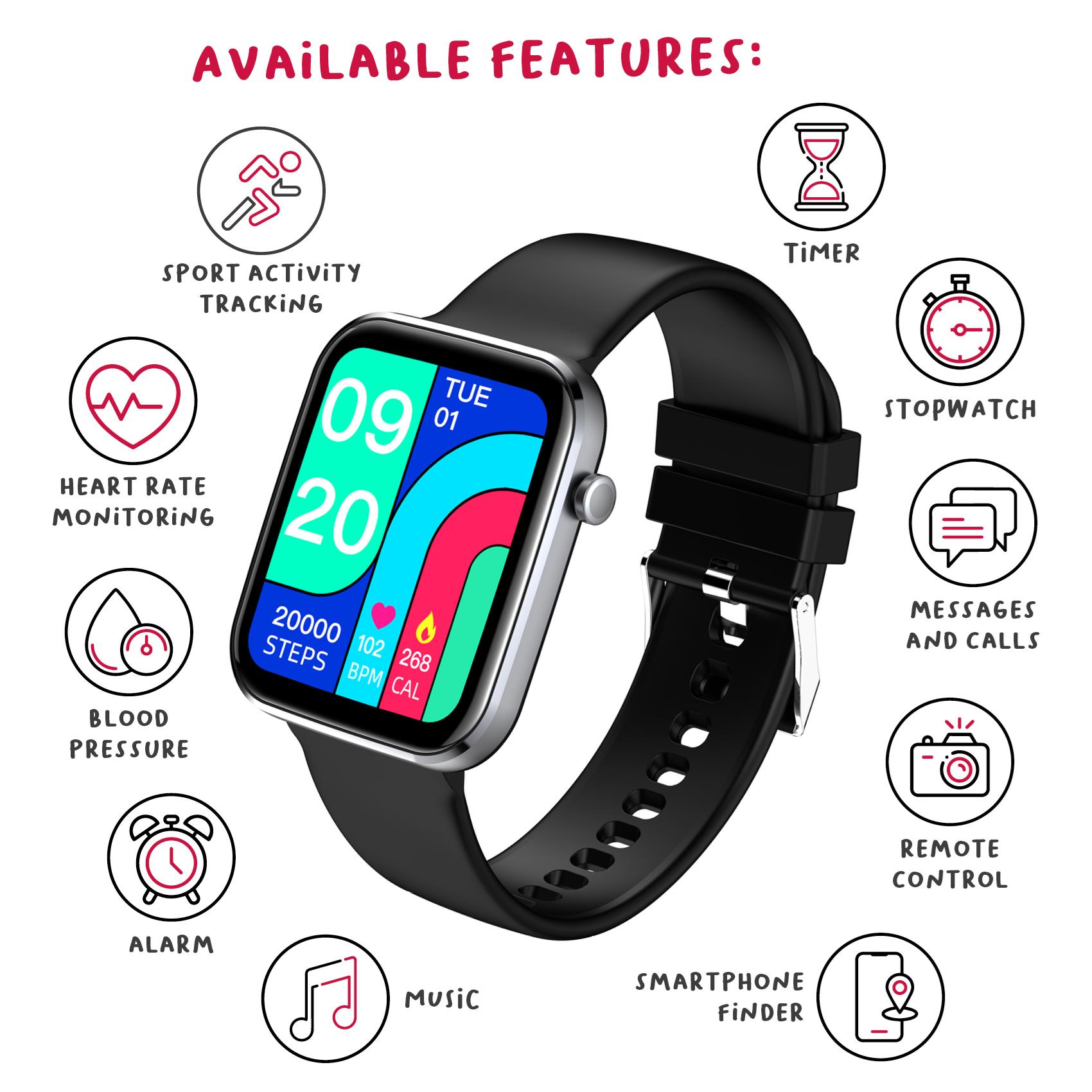 Image of CELLY TRAINER SMARTWATCH SQUARE BLACK TRAINERWATCHBK