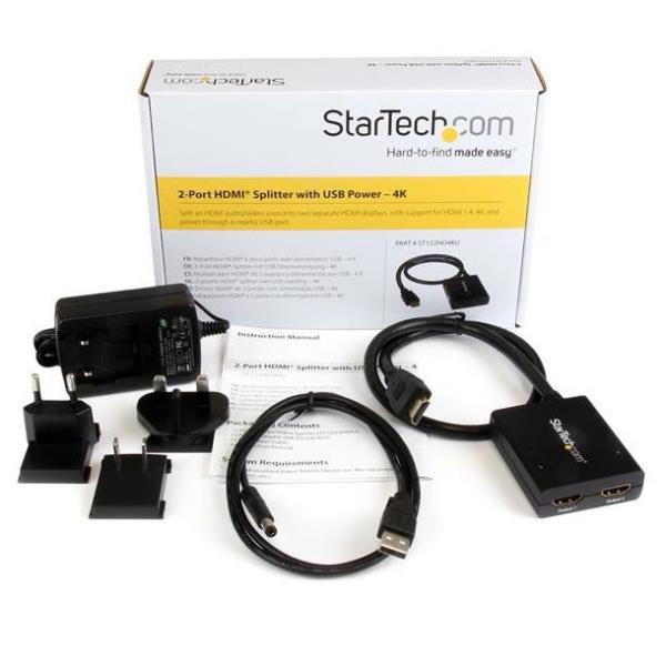 Image of STARTECH SPLITTER HDMI 4K A 2 PORTE ST122HD4KU