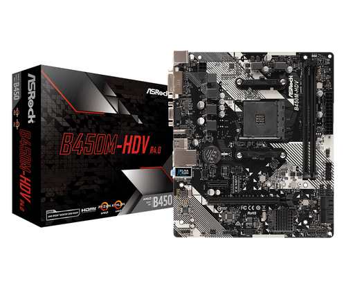 ASROCK MB AMD B450, B450M-HDV R4.0 2DDR4 PCI-E X16 M2 DVI/HDMI MATX 90-MXB9N0-A0UAYZ