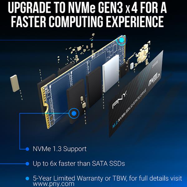 Image of Pny technologies europe 1TB SSD PNY CS1030 M.2 PCIE NVME GEN3 X4 M280CS1030-1TB-RB