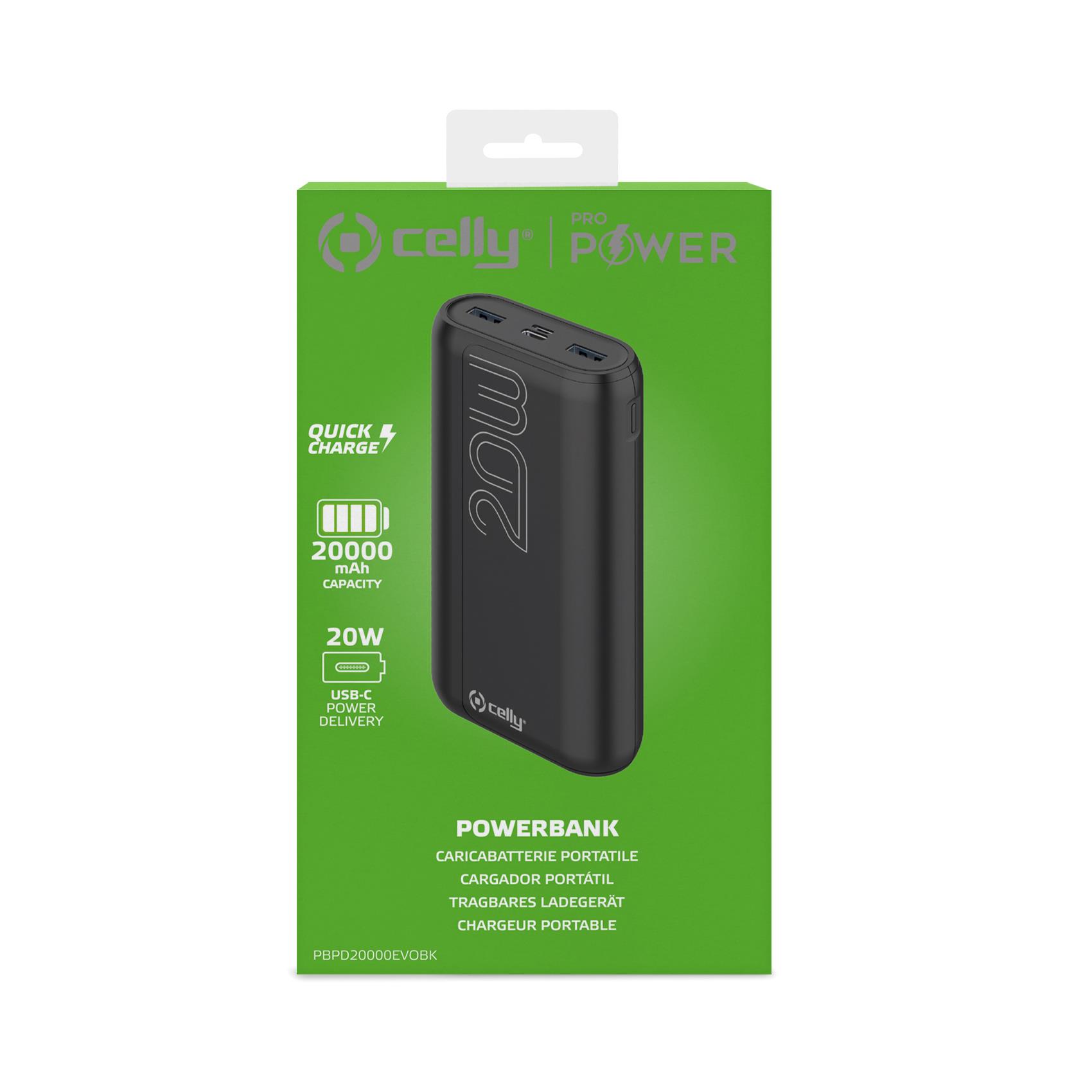 Image of CELLY POWER BANK PD20W 20000 EVO BLACK PBPD20000EVOBK