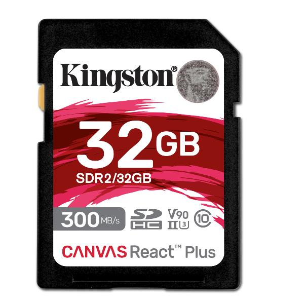 Image of KINGSTON 32GB CANVAS REACT PLUS SDHC SDR2/32GB