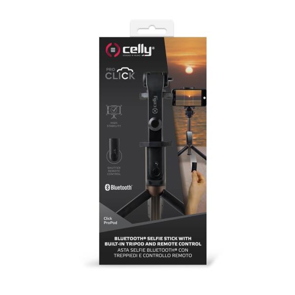 Image of CELLY BLUETOOTH SELFIE STICK UP TO 6.2 BK CLICKPROPODBK