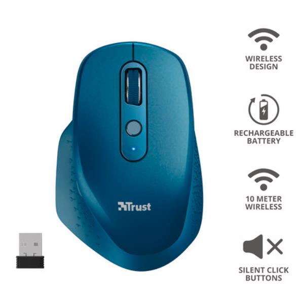 Image of TRUST OZAA RECHARGEABLE S MOUSE BLUE 24034