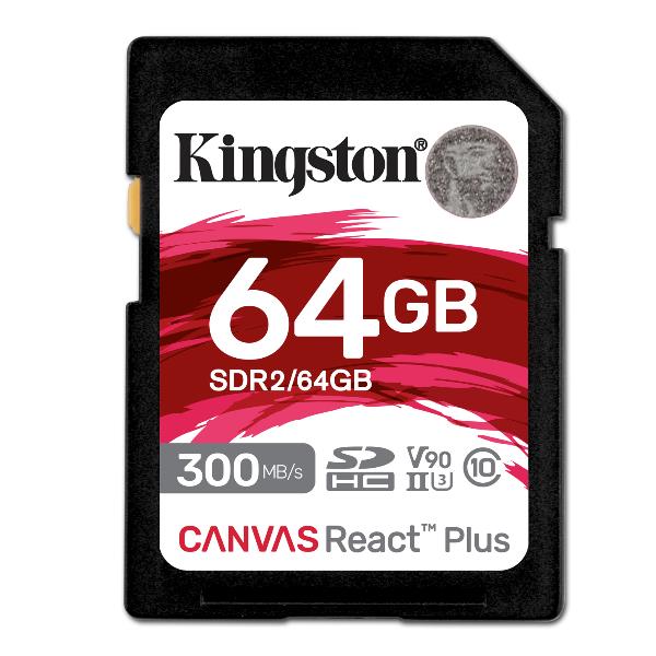 Image of KINGSTON 64GB CANVAS REACT PLUS SDXC SDR2/64GB